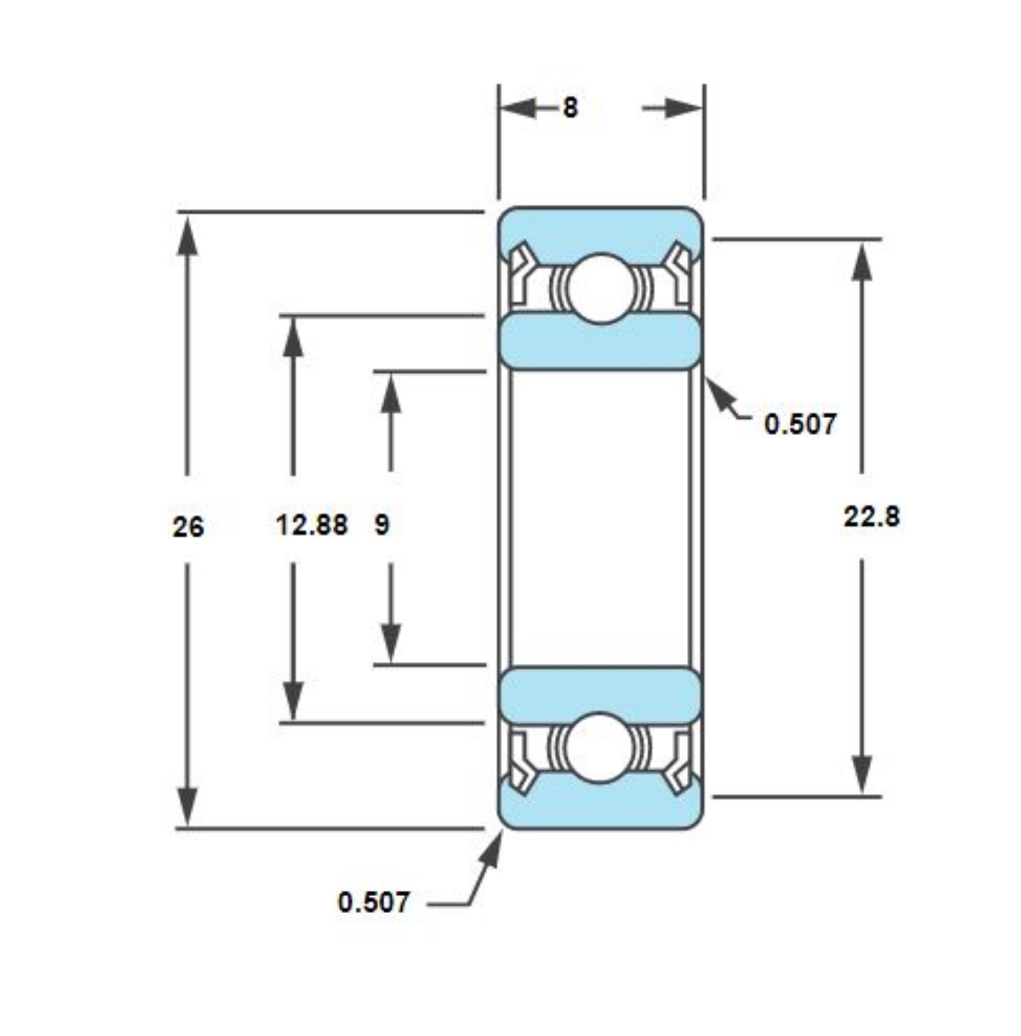 Picture of BALL BEARING 9X26X8