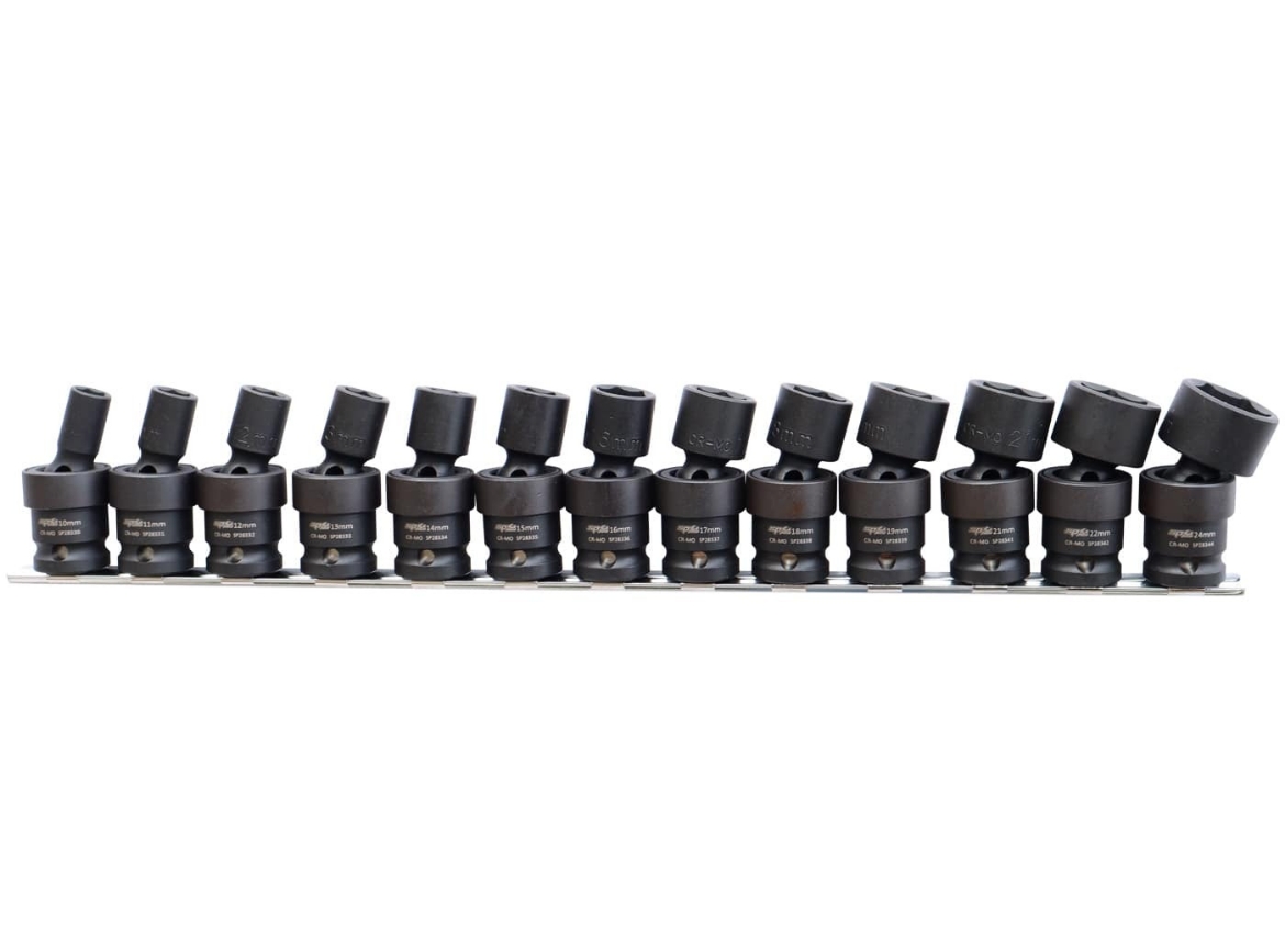 Picture of SOCKET SET IMPACT SWIVEL RAIL SET 1/2" DR 6PT 13PC METRIC - 10, 11, 12, 13, 14, 15, 16, 17, 18, 19, 21, 22 & 24MM