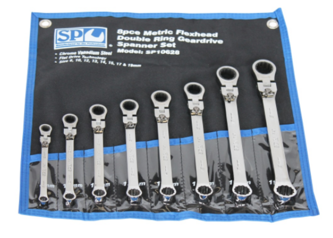 Picture of SET SPANNER DOUBLE RING GEARDRIVE LOCKING FLEX HEAD 6PC SAESP TOOLS