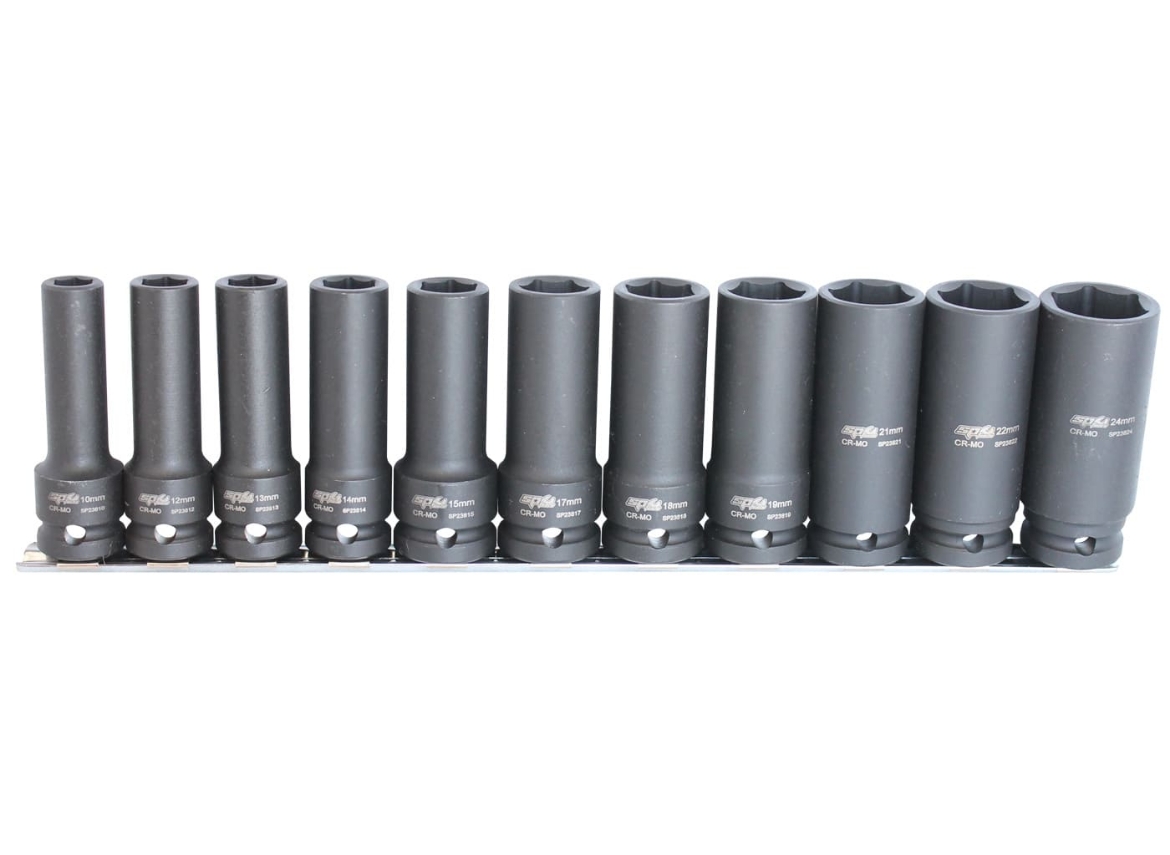 Picture of SOCKET RAIL DEEP IMPACT 1/2" DR 6PT 11PC METRIC - 10, 12, 13, 14, 15, 17, 18, 19, 21, 22 & 24mm