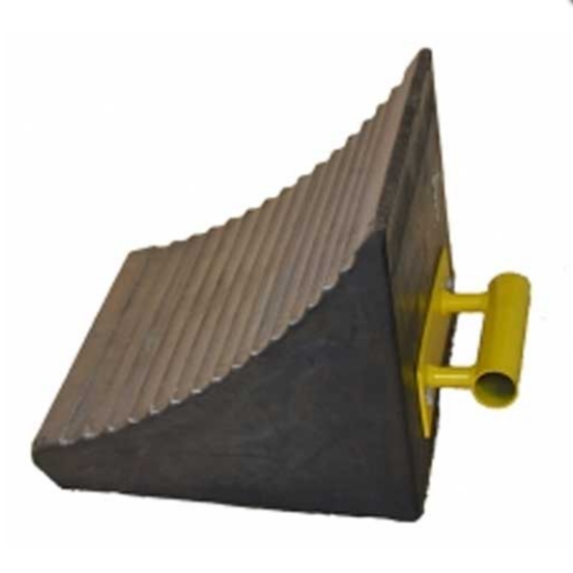 Picture of Jumbo Half Moon Style Rubber Wheel Chock W/Tube Handle (L) 300mm x (W) 255mm x (H) 300mm
Suit large Tyres