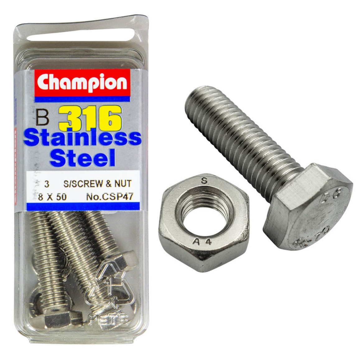 Picture of SET SCREWS & NUTS  8 x 50 (Pkt.3)