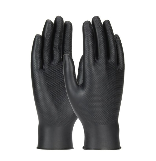 Picture of GRIPPAZ MEDIUM NON-SLIP BLACK DISPOSABLE NITRILE GLOVES