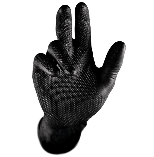 Picture of GRIPPAZ MEDIUM NON-SLIP BLACK DISPOSABLE NITRILE GLOVES