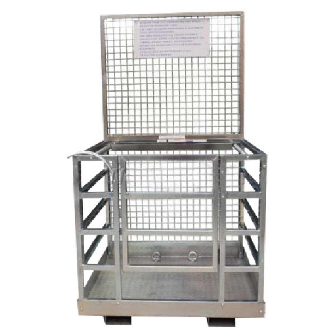 Picture of Forklift Work Platform 115 x 122 LC 250KG
Includes: Supplier locking pins, 2x Harness Anchor Rings or floor, and tool container tray