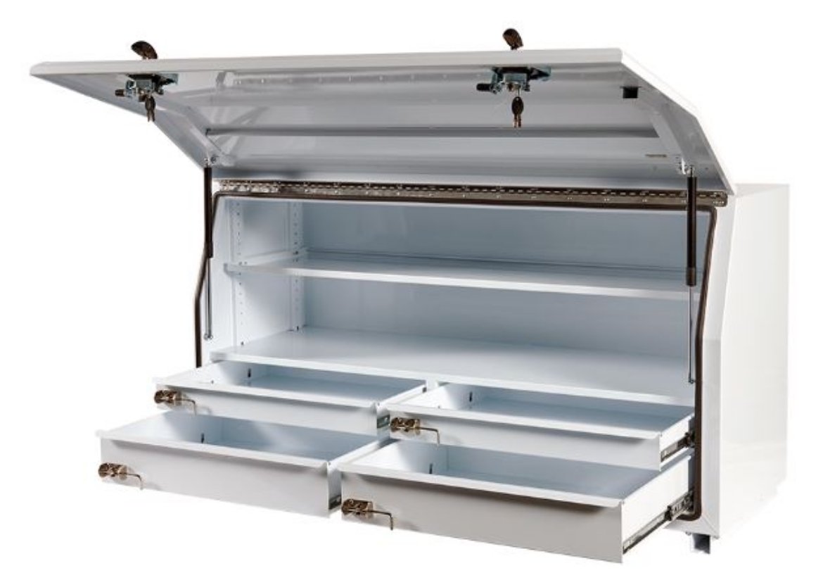 Picture of PARAMOUNT 850H SERIES STEEL MINEBOX - SIDE BY SIDE - 4 DRAWERS - WHITE (1850 X 616 X 850MM)