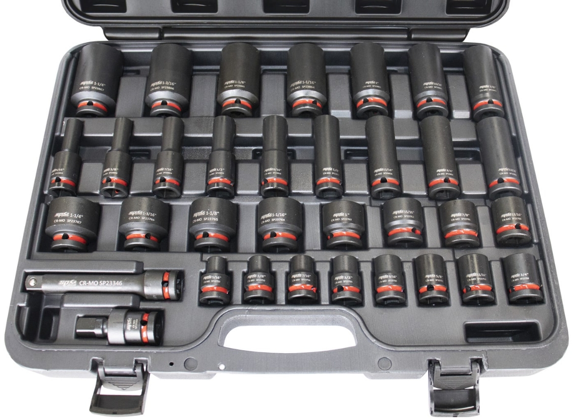 Picture of SOCKET SET IMPACT 1/2" DR - STANDARD & DEEP - 6PT - COLOUR CODED - SAE ONLY - 34PC