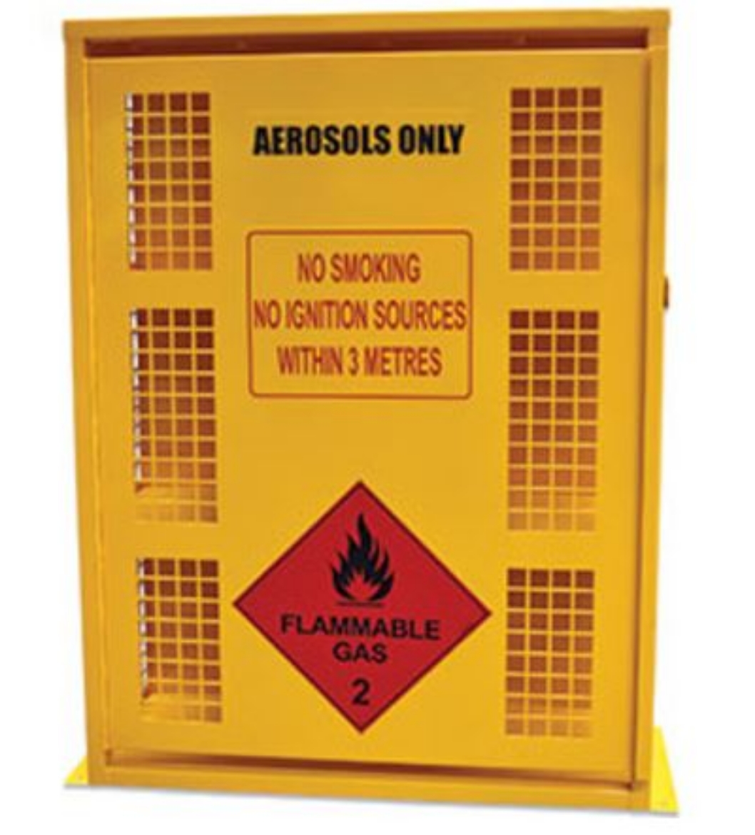 Picture of AEROSOL STORAGE CAGE, 132 TO 180 CANS, METAL, POWDER COATED, INCLUDES SAFETY SIGNAGE