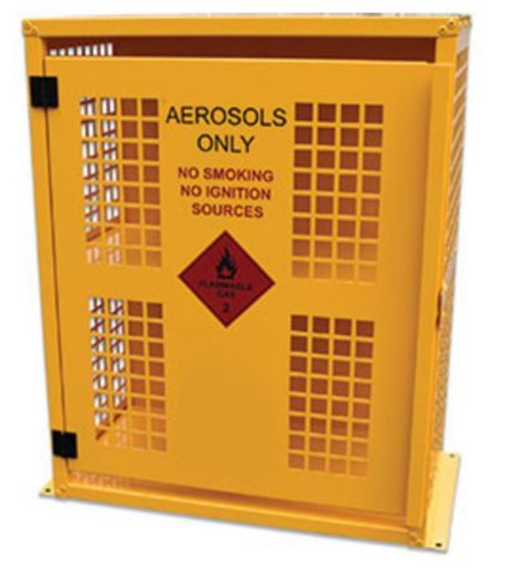 Picture of AEROSOL STORAGE CAGE, 64 TO 80 CANS, METAL, POWDER COATED, INCLUDES SAFETY SIGNAGE